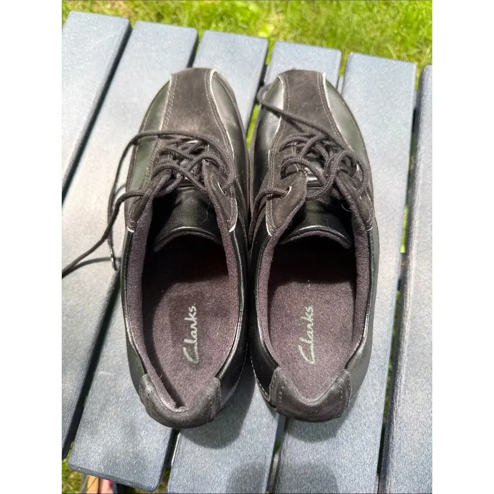 Clarks Womens Black Casual Lace-Up Shoes Size 9